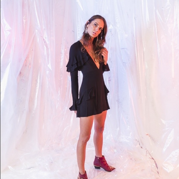 For Love & Lemons Claire Deep-V Mini Dress - Picture 4 of 8